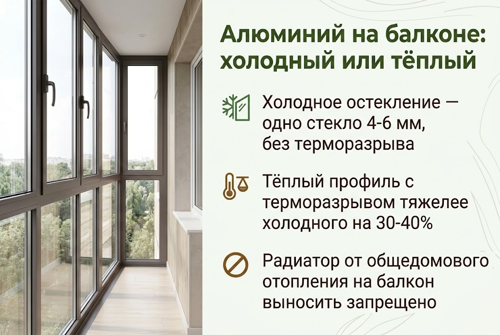 Алюминий на балконе: холодный или тёплый