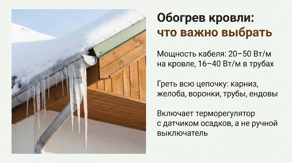 Обогрев кровли: что важно выбрать