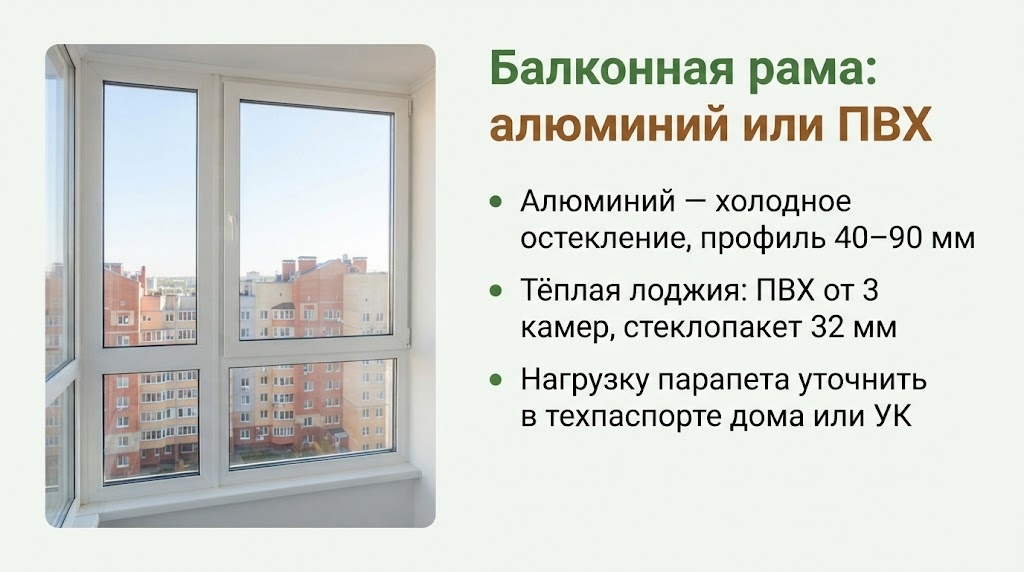 Балконная рама: алюминий или ПВХ