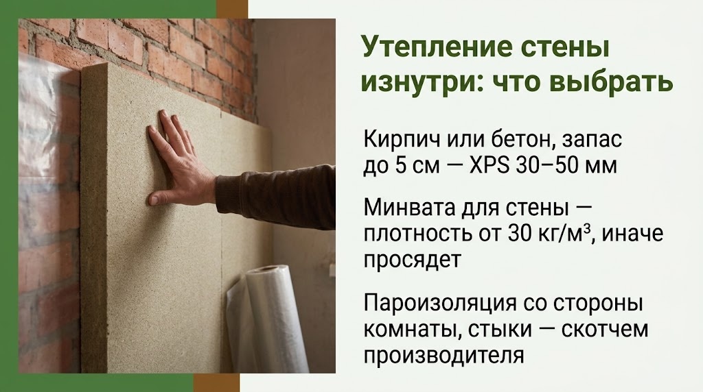 Утепление стены изнутри: что выбрать