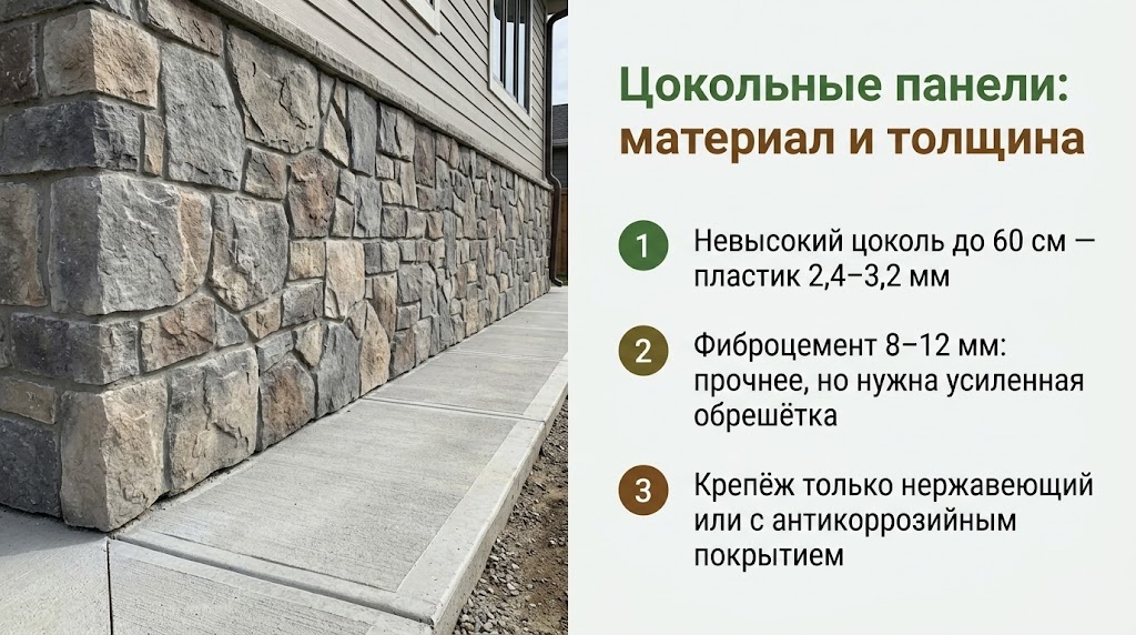 Цокольные панели: материал и толщина
