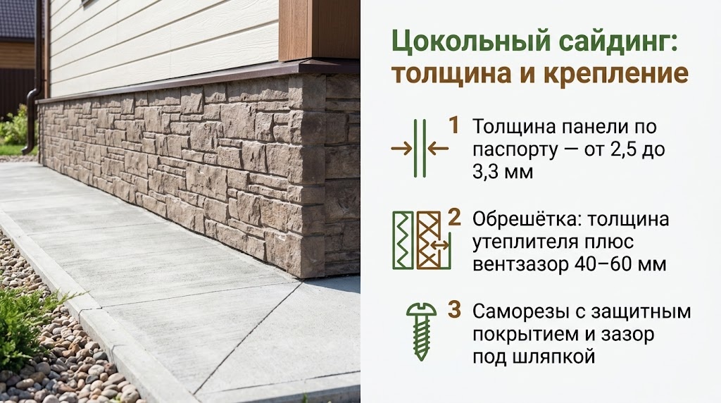Цокольный сайдинг: толщина и крепление