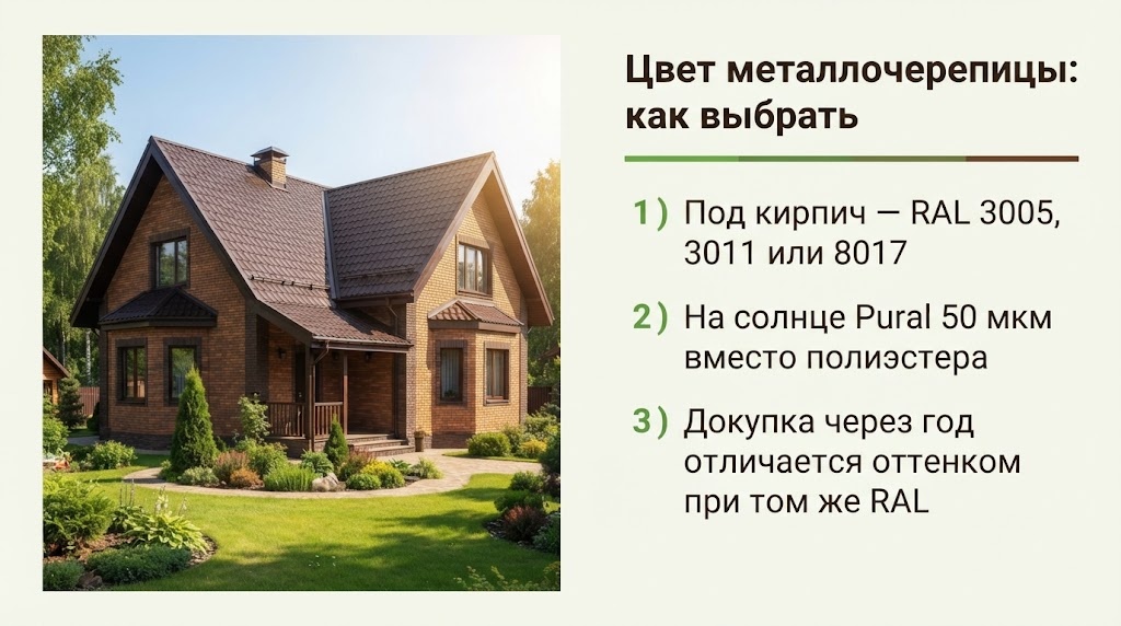 Цвет металлочерепицы: как выбрать