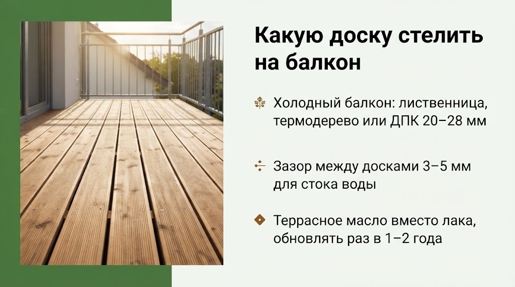 Какую доску стелить на балкон