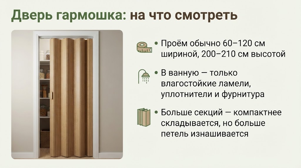 Дверь гармошка: на что смотреть