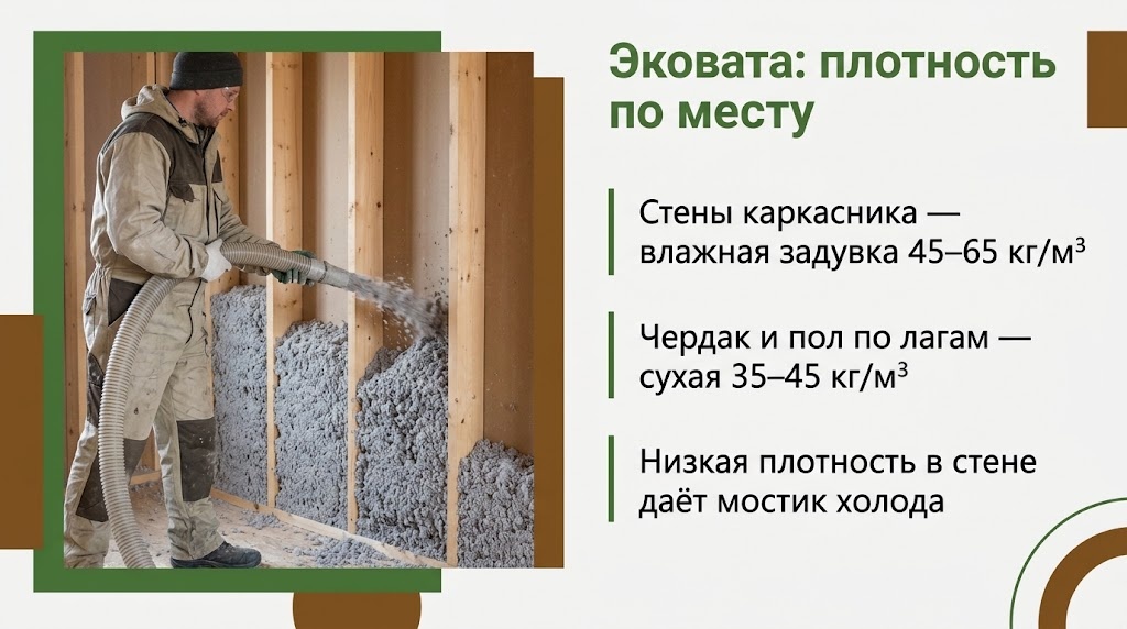 Эковата: плотность по месту