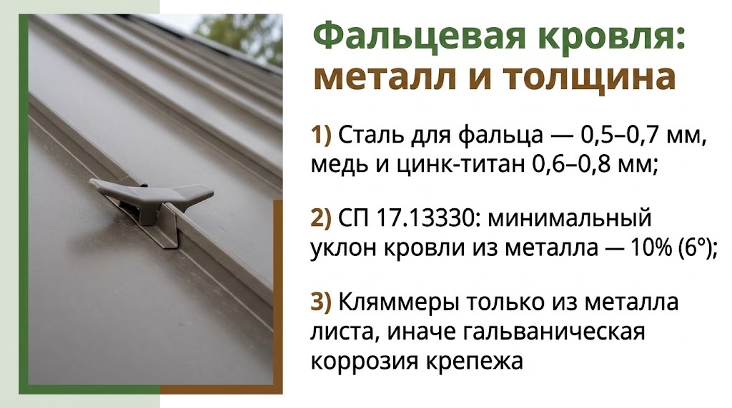 Фальцевая кровля: металл и толщина