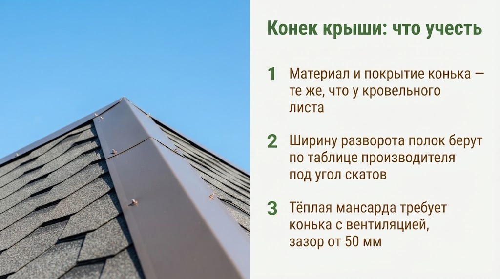 Конек крыши: что учесть
